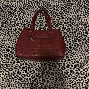 Chic Burgundy Crocodile-Embossed Satchel